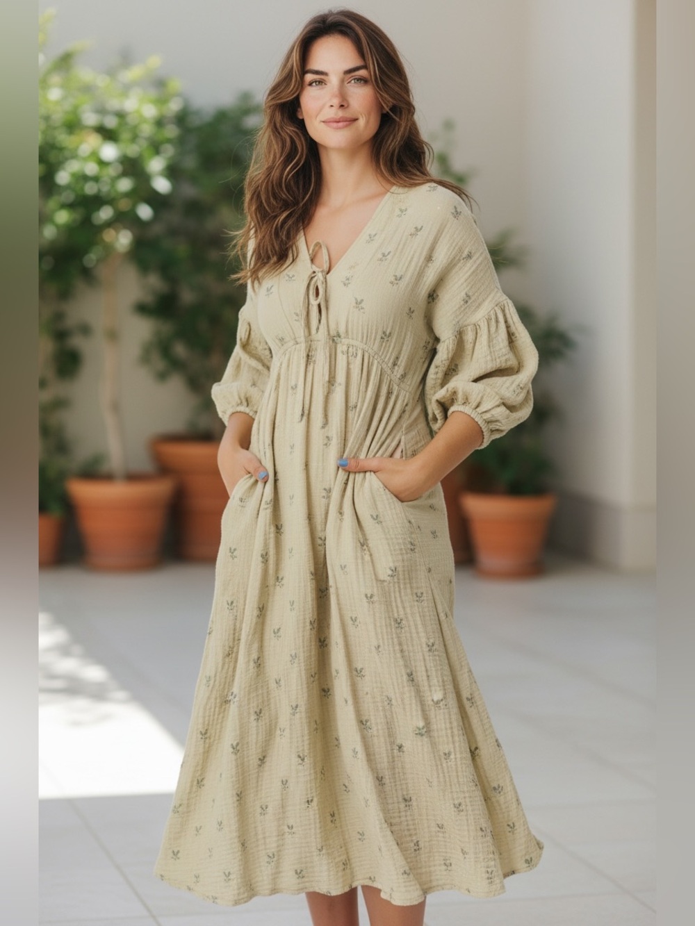 Worth Collective Hunter Floral Cotton Boho Midi Dress Maternity Baby Nursing S